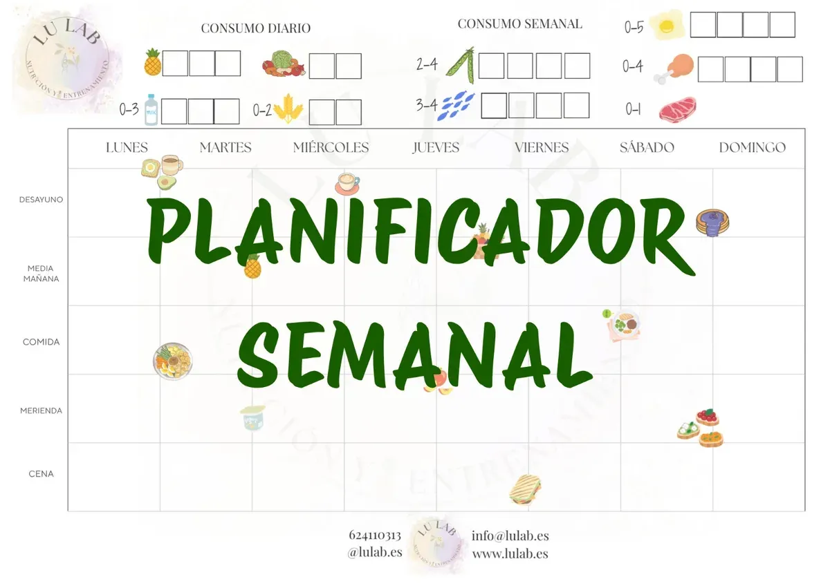 Planificador semanal de comidas imprimible de lulab